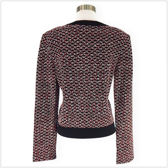 St. John Collection Regatta Diamond Weave Zip Front Knit Jacket Cardigan NWT M - Picture 4 of 6